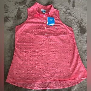 NWT Columbia PFG Salmon Pink 1/4 Button Down Lightweight Polo Tank